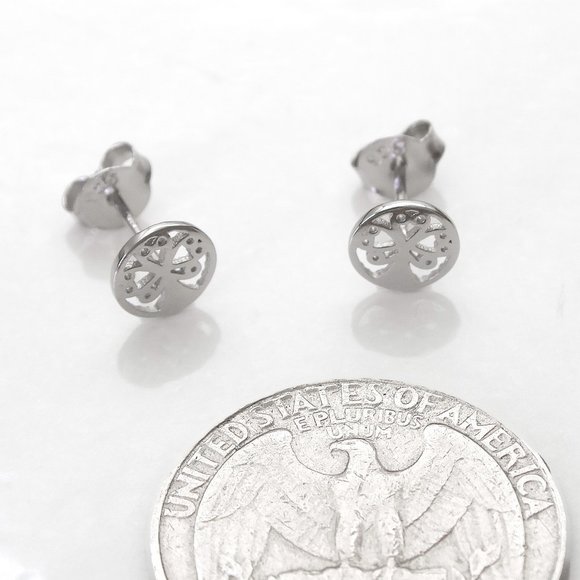 Tree Of Life Tiny Stud Earrings, Minimalist Real Sterling Silver Stamped 925 - Picture 3 of 7